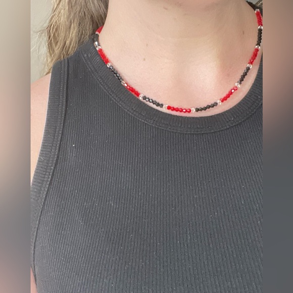 Crystal Black and Red Handmade Necklace/Choker - Picture 2 of 2